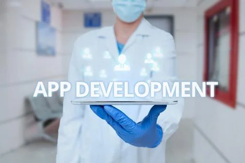 Handwriting text App Development. Word Written on the act or process by which a 스톡 사진