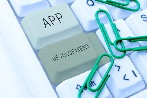 Handwriting text App Development. Word for producing computer software with a Stock-Fotos