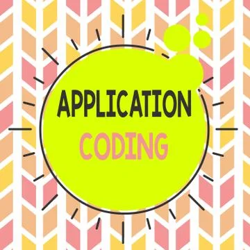 Handwriting text Application Coding. Concept meaning process by which a mobile Stock Illustration
