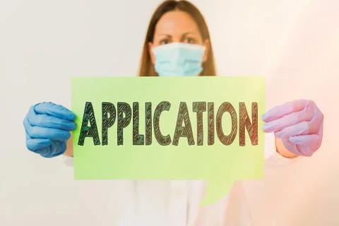 Handwriting text Application. Concept meaning computer program that is designed Stock Photos