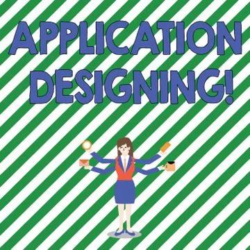 Handwriting text Application Designing. Concept meaning develops software based Stock Illustration