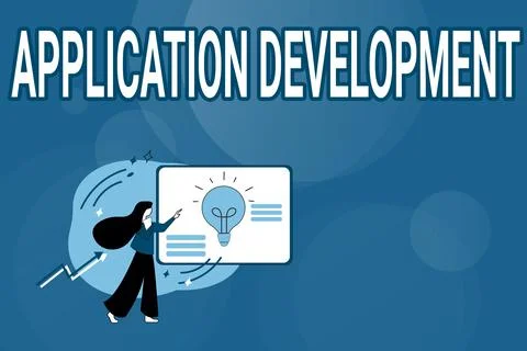 Handwriting text Application Development. Conceptual photo creation of Computer 스톡 일러스트