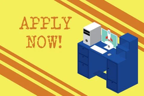 Handwriting text Apply Now. Concept meaning request something officially in w Stock Illustration
