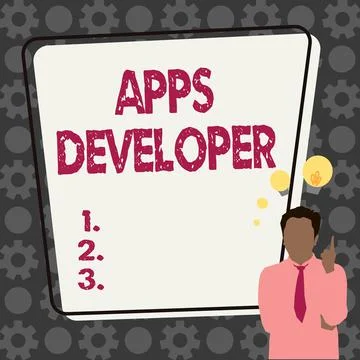 Handwriting text Apps Developer. Internet Concept Graphic artist Software 스톡 일러스트