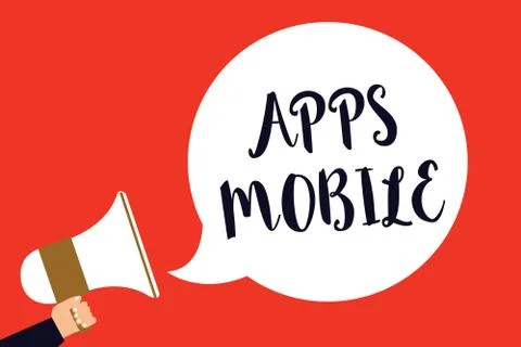 Handwriting text Apps Mobile. Concept meaning computer program designed to run Stock Illustration