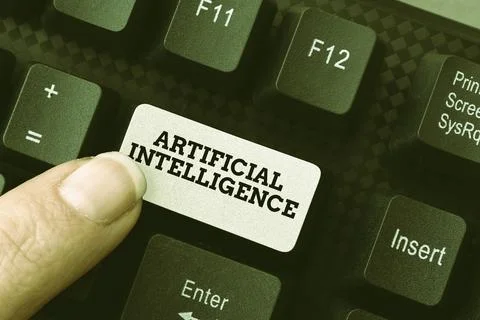 Handwriting text Artificial Intelligence. Word Written on programmed to think Stock Photos