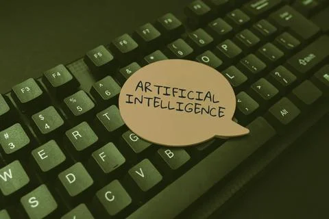 Handwriting text Artificial Intelligence. Word for programmed to think like Stock Photos