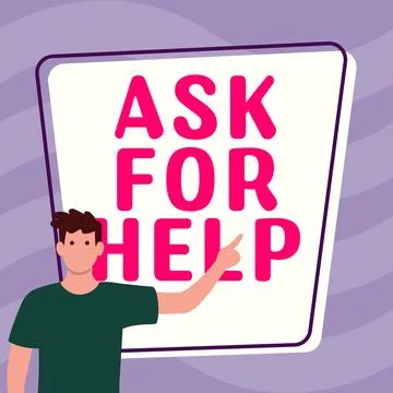 Handwriting text Ask For Help. Word for Request to support assistance needed Illustrazione stock