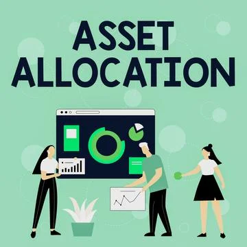 Handwriting text Asset Allocation. Word Written on proportion and implementation Stock Illustration