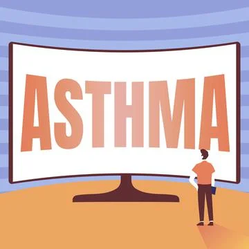 Handwriting text Asthma. Word for Respiratory condition marked by spasms in the Stock Illustration