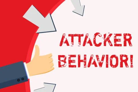 Handwriting text Attacker Behavior. Concept meaning analyze and predict the Stock Illustration