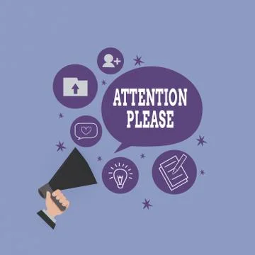 Handwriting text Attention Please. Concept meaning Asking showing to focus their Stock Illustration
