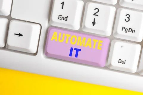 Handwriting text Automate It. Concept meaning convert process or facility to be 스톡 사진