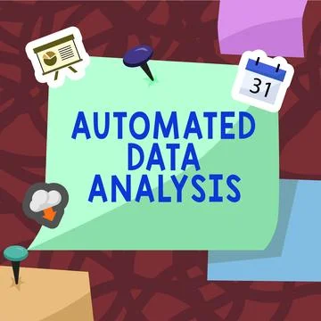 Handwriting text Automated Data Analysis. Business idea Artificial intelligence 库存插图
