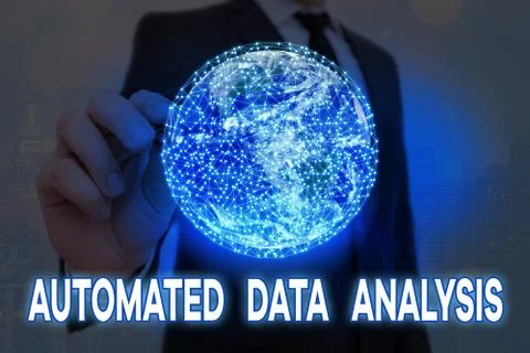 Handwriting text Automated Data Analysis. Concept meaning Artificial Foto stock
