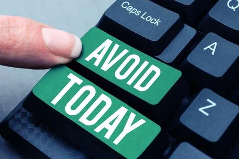 Handwriting text Avoid. Business showcase Contrive not to meet someone Stop 库存照片