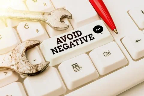 Handwriting text Avoid Negative. Business approach Staying away from pessimistic 스톡 사진