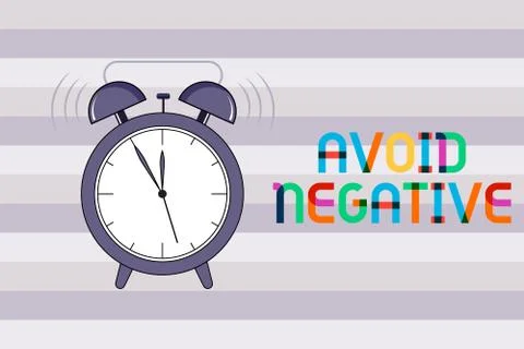 Handwriting text Avoid Negative. Concept meaning Staying away from pessimistic Stockillustratie