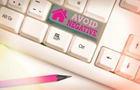Handwriting text Avoid Negative. Concept meaning Staying away from pessimistic 스톡 사진