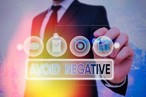 Handwriting text Avoid Negative. Concept meaning Staying away from pessimistic 스톡 사진