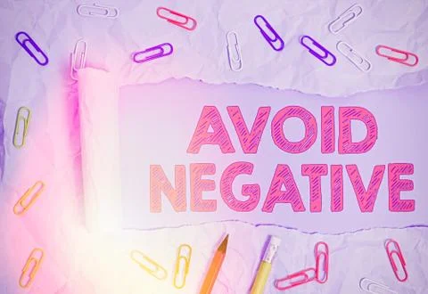 Handwriting text Avoid Negative. Concept meaning Staying away from pessimistic 스톡 사진