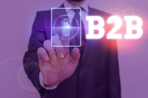 Handwriting text B2B. Concept meaning Exchange of products services information Stock Photos