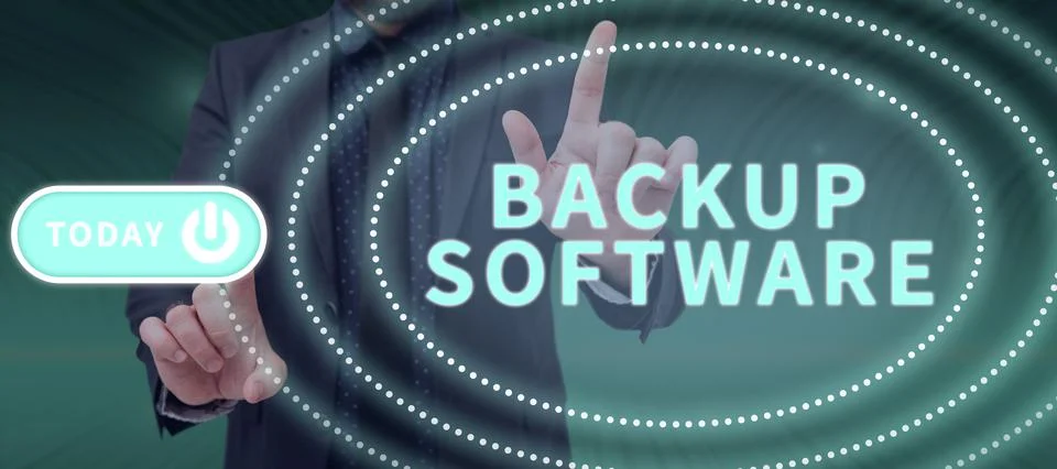 Handwriting text Backup Software. Internet Concept boundary across which two 스톡 사진