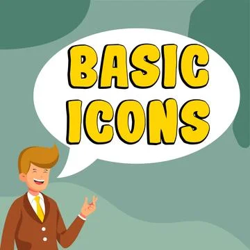 Handwriting text Basic Icons. Business concept pictogram or ideogram displayed Stock Illustration
