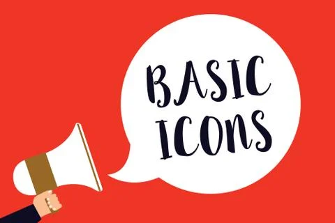 Handwriting text Basic Icons. Concept meaning pictogram or ideogram displayed on Stock Illustration
