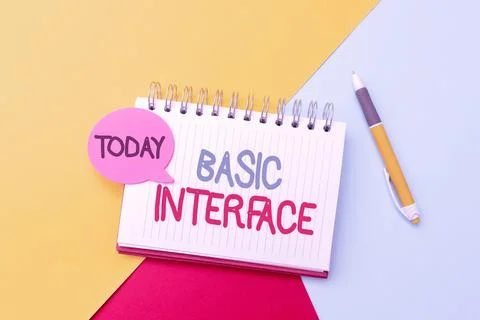 Handwriting text Basic Interface. Business concept boundary across which two 库存照片