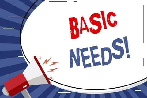 Handwriting text Basic Needs. Concept meaning measurement of absolute poverty Stock Illustration
