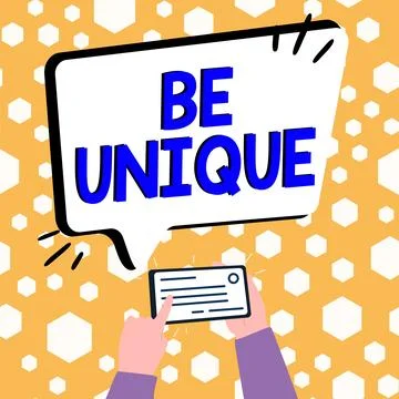 Handwriting text Be Unique. Word Written on being the only one of its kind Illustration