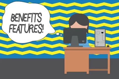 Handwriting text Benefits Features. Concept meaning Making a product stand out Stock Illustration