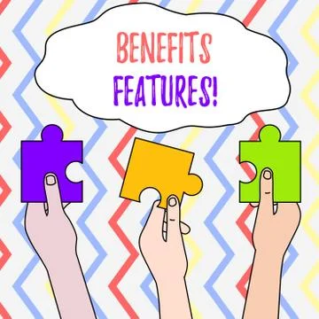 Handwriting text Benefits Features. Concept meaning Making a product stand out Stock Illustration