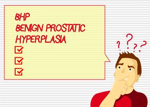 Handwriting text Bhp Benign Prostatic Hyperplasia. Concept meaning Noncancerous Stock Illustration
