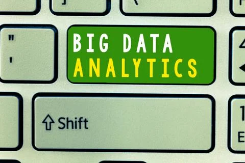 Handwriting text Big Data Analytics. Concept meaning The process of examining 스톡 사진