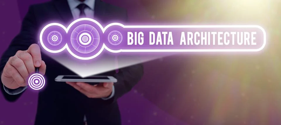 Handwriting text Big Data Architecture. Concept meaning designed to handle the 스톡 사진