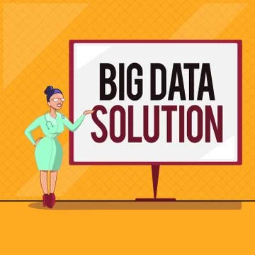 Handwriting text Big Data Solution. Concept meaning Extracting value from hug Stock Illustration