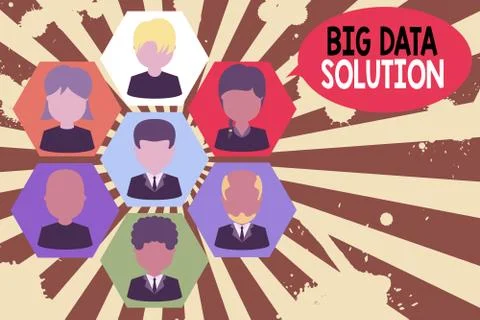 Handwriting text Big Data Solution. Concept meaning Extracting value from huge Stock Illustration