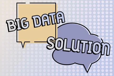 Handwriting text Big Data Solution. Business showcase Extracting value from huge Stock Illustration