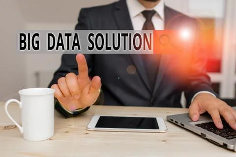 Handwriting text Big Data Solution. Concept meaning Extracting value from huge Stock Photos