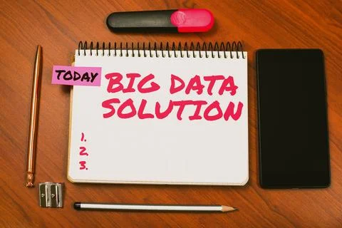 Handwriting text Big Data Solution. Business approach Extracting value from huge Stock Photos