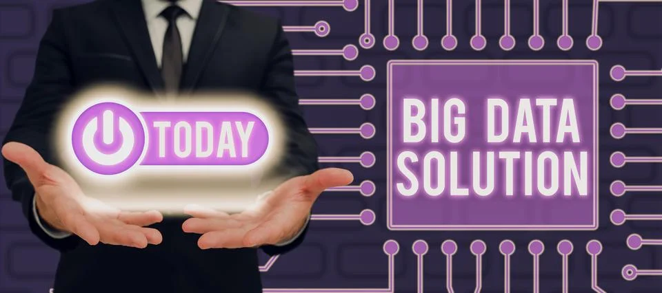 Handwriting text Big Data Solution. Concept meaning Extracting value from huge Stock Photos