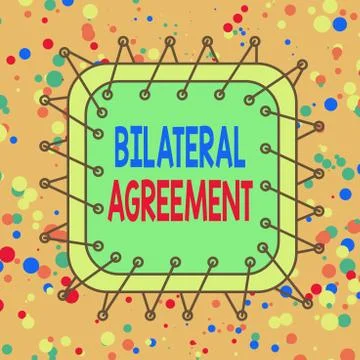 Handwriting text Bilateral Agreement. Concept meaning Legal obligations to Stock Illustration