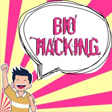 Handwriting text Bio Hacking. Business overview exploiting genetic material Stockillustratie