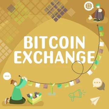Handwriting text Bitcoin Exchange. Internet Concept combines traditional Stock Illustration