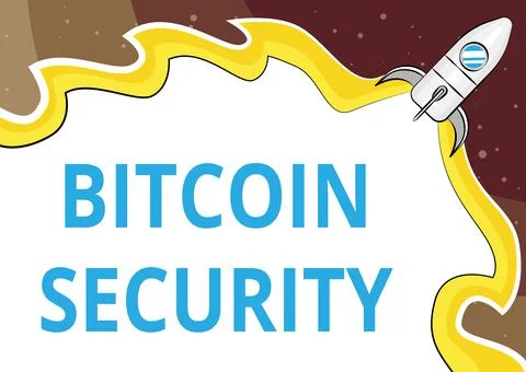 Handwriting text Bitcoin Security. Conceptual photo funds are locked in a public 스톡 일러스트