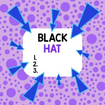 Handwriting text Black Hat. Concept meaning used in reference bad demonstrating Stock Illustration