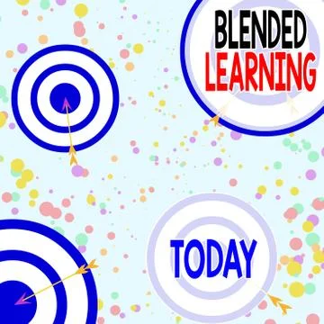 Handwriting text Blended Learning. Concept meaning combines traditional Illustrazione stock