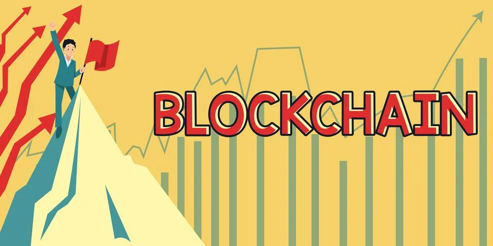 Handwriting text Blockchain. Concept meaning Hollywood, refers to the Hindi Stock Illustration